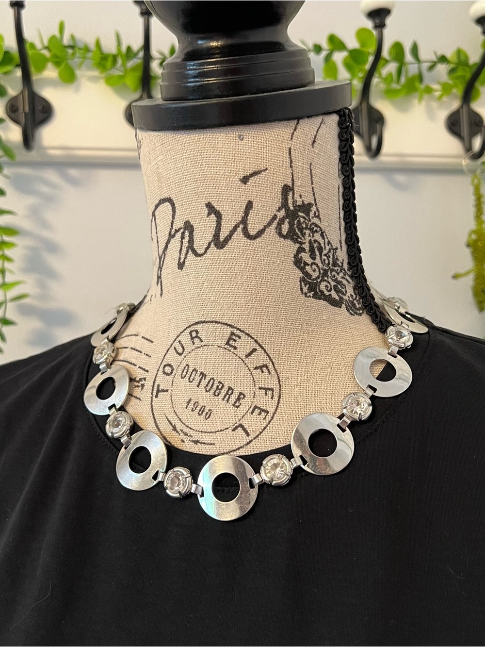 Silver Circle Link Statement Necklace - Women Jewelry